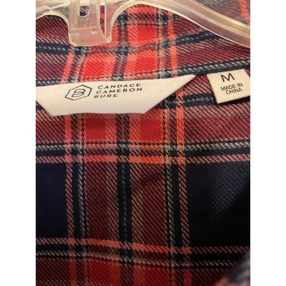 Candace Cameron Bure Button Front Plaid Shirt w/ Ruffle Detail MEDIUM (303) - Picture 5 of 5